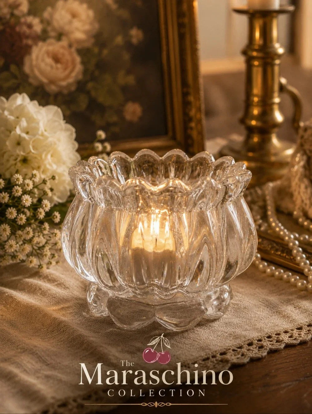 Fitz & Floyd Floral Glass Votive Candle Holder | Vintage